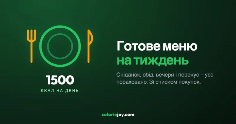 Готове меню на 1500 ккал на тиждень (зі списком покупок)