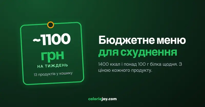 Бюджетне меню на тиждень - 1400 ккал, кошик близько 1100 грн