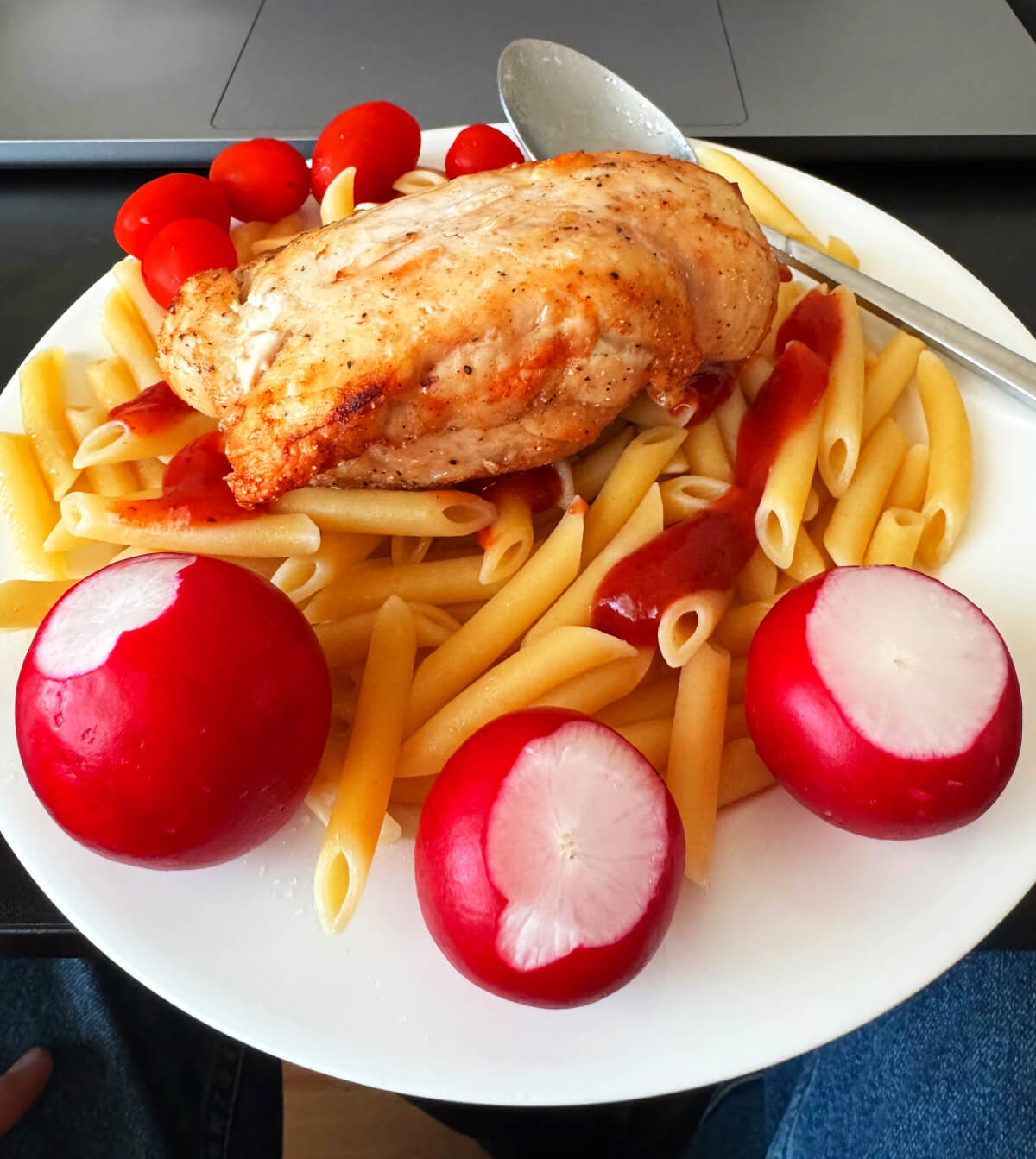 Air Fryer Chicken Breast with Penne Pasta